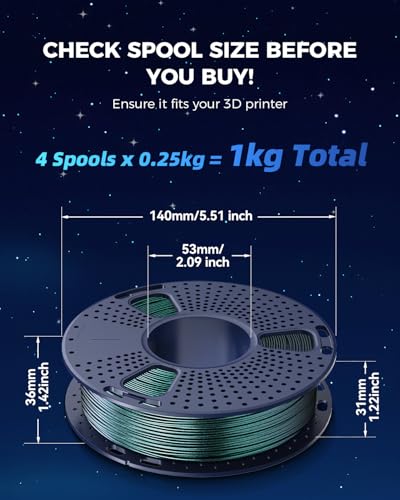 JAYO Galaxy PLA 3D Printer Filament 1.75mm, 250g, 4-Pack Bundle - color: Galaxy Pla-4x250g