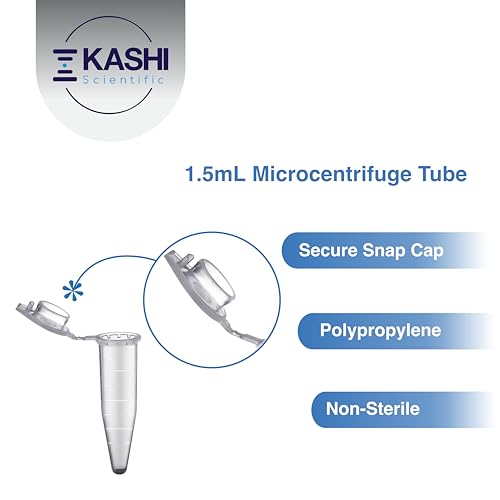 Kashi Scientific 1.5mL Snap Cap Clear Microcentrifuge Tube with Graduation and Marking Area, Lab Grade Polypropylene Plastic [1.5mL, 500] - size: 1.5mL