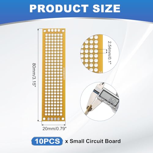 MECCANIXITY 10Pcs Solderable Breadboard, 3.15"x0.79" Double Sided Circuit Board Yellow Tinned PCB Board Small Prototype Board for DIY Electronics Projects Apply to Soldering Projects - color: Yellow Tinned, size: 3.15"x0.79"