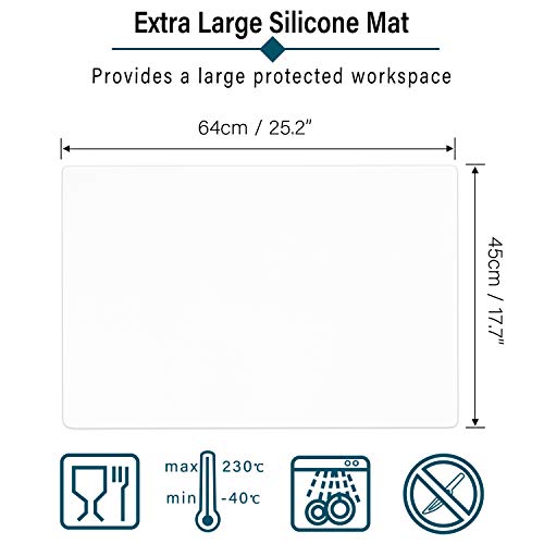Gartful Extra Large Transparent Silicone Mat, Countertop Protector, 25.2 x 17.7 inches Silicone Sheet for Crafts Resin Jewelry Casting Mat Pad Nonstick Table Placemat - color: Translucent, size: 17.7" x 25.2"
