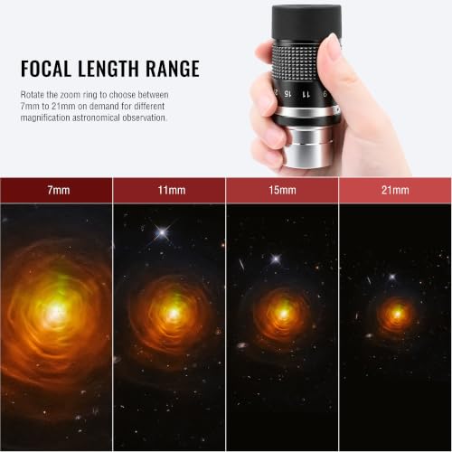 Alstar Zoom Eyepiece 1.25" 7 to 21mm Zoom Multi-Coated Telescope Eyepiece - size: 7-21mm