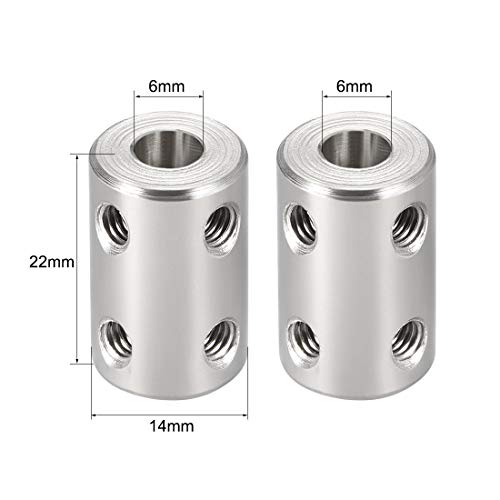 uxcell 6mm to 6mm Bore Rigid Coupling Set Screw L22XD14 Stainless Steel,Shaft Coupler Connector for RC Airplane Boat, Motor Accessories