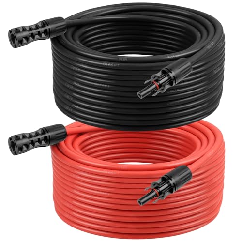 8 AWG Solar Extension Cable 100FT Black + 100FT Red, 8 Gauge Solar Panel Wire Male to Female Tinned Copper Wire for Solar Panel, Automotive, RV, Boat, Outdoors - size: 8AWG 100FT
