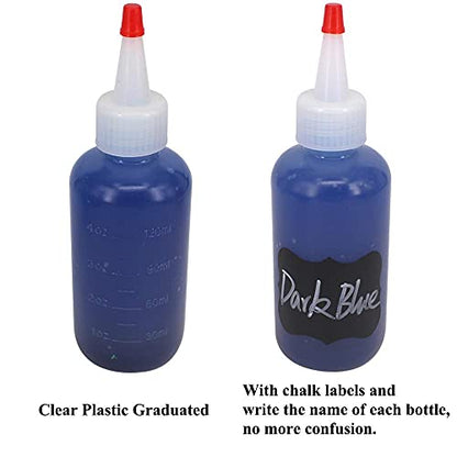 12 Pack 4-Ounce Empty Plastic Squeeze Bottles with Red Tip Caps Multipurpose Squirt Bottle - size: 4oz 12pack