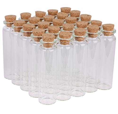 MaxMau 20ml Small Glass Bottles,Tiny Glass Vials,Jars with Cork Stoppers,Message Bottles,Wishing Bottle for Wedding Favors, Baby Shower Favors, DIY Art Craft Storage,24pcs