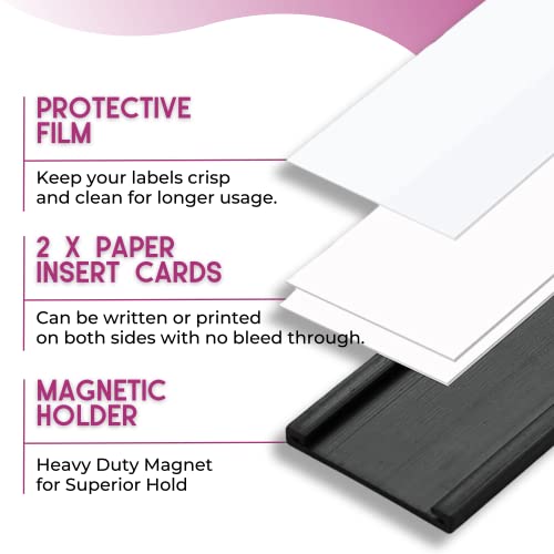 Availey 60 Pack Magnetic 'C' Channel Label Holders for Metal Racks and Shelves with Protective Films and Replacement Strips 4" x 0.75" - size: Magnetic Label Holders 4x0.75 inch