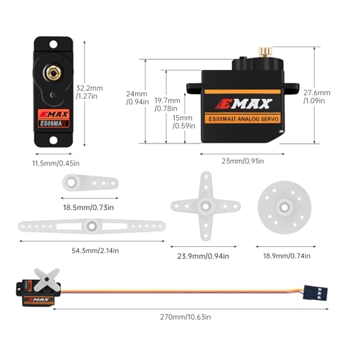 EMAX ES08MA II Micro Servo 12g, Metal Gear for RC & STEM Projects (4 Pcs) - color: 4 Pcs