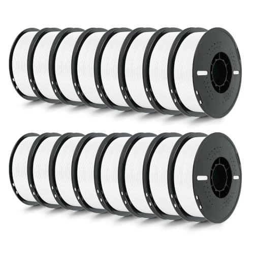 Kingroon PLA Filament 1.75mm 16KG, 16 Spools White 3D Printer Filament Bulk with ±0.02mm Dimensional Accuracy, Low Warping Easy to Print PLA for Most FDM Printers - color: 16kg White