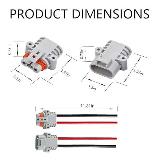 50A Battery Quick Connect Pair,IP68 Waterproof 8AWG Pre-Wired Plugs - size: Anderson 50A Waterproof Connector