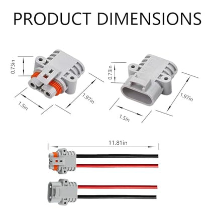 50A Battery Quick Connect Pair,IP68 Waterproof 8AWG Pre-Wired Plugs - size: Anderson 50A Waterproof Connector