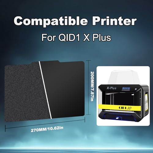 270x200mm Black Build Plate for Qidi X-Plus/Tech i-Mates, Double Sided Textured PEI+Smooth PEI Flexible Spring Steel Platform Heated Printing Bed for Qidi X-Plus/Tech i-Mates 3D Printer - size: 270x200mm