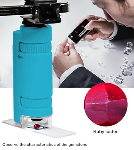 Mini Microscope for Kids, 60X-120X Portable Handheld Microscope with 8 Slide Samples, Blue - color: Blue