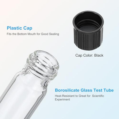 PATIKIL 10ml Test Tubes, 10pcs 3.94x0.63in Glass Clear Round Bottom Test Tube Containers with Plastic Cap for Bead Party Candy Bath Salt Storage Scientific Experiment Plant Propagation - size: 10ml