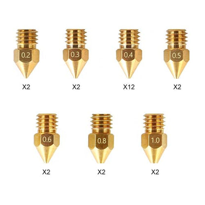 Creality Official MK8 Ender 3 Nozzles 24 pcs 3D Printer Brass Nozzles Extruder for Ender 3 Series and Creality CR-10 0.2mm, 0.3mm, 0.4mm, 0.5mm, 0.6mm, 0.8mm, 1.0mm Printer Nozzle Kit - style: MK8 24P
