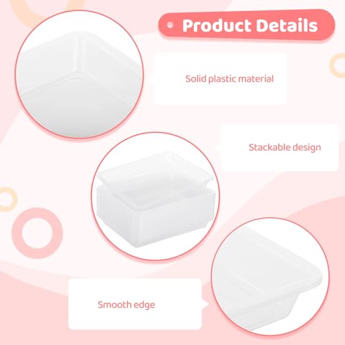 OMISTAR 24 PCS Plastic Art Clear Trays - 11 x 8.3 x 1.2 Inches Flat Storage Tray Serving Organizer Trays, Stackable Bins for Painting Beads Office DIY Projects