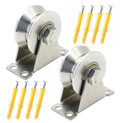 V Type Stainless Steel Groove Wheel Wall-Mounted Ceiling Lifting Pulley - size: 2 Pack V Type
