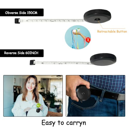 30 Pack Retractable Tape Measure Body Measuring Tape for Sewing, Fabric - color: Black
