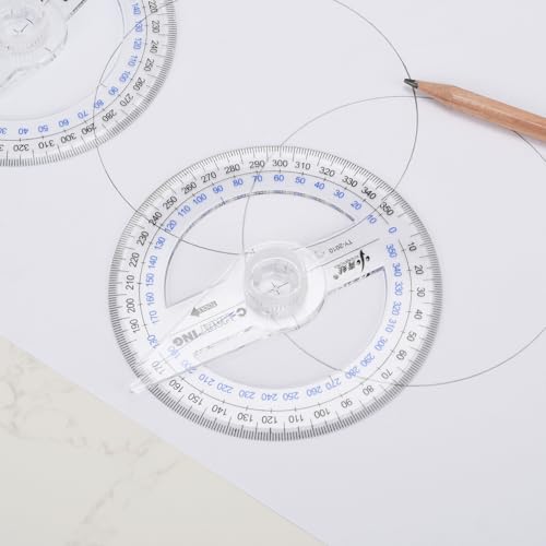 360° Protractor Set (20-Pack) – Clear Plastic Math Protractors for Geometry, Drafting & Angle Measurement – 4-Inch Swing Arm Protractor Ruler for Students, Engineers & Artists