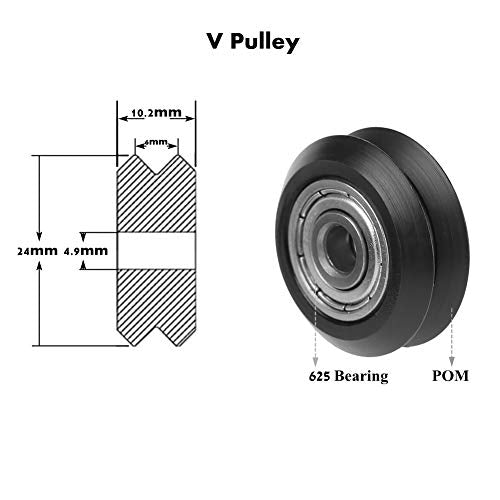 POM Plastic Pulley Wheels with Bearings for Europe Standard 2020 Profile, Double V Groove Passive Perlin Wheel Linear Roller Guide Rollers for 3D Printer CNC Router (20-Pack)