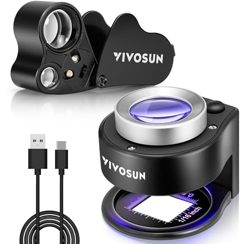 VIVOSUN 2-Pack Jewelry Loupe, 30X 60X Foldable Magnifier with UV/LED Lights - style: 2-Pack Round & Triangle Set