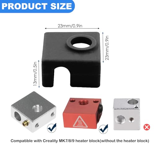 3D Printer Heater Block Silicone Cover 10 Pcs, MK8 Hotend Silicone Sock Compatible with Creality Ender 3/3 Pro, Ender 5/5 Pro, CR-10 Series, MK7/MK8/MK9 Hotend Heat Block Protection - size: Ender 3/3 Pro/3 V2, Ender 5, CR-10 Series,MK7/8/9