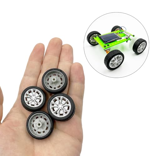 10PCS Small Toy Car Wheels Model Car Rubber Tire Wheels with 5PCS Shaft Round Axles for for DIY Model Toy RC Car Truck Robot Wheel Replacement Accessories (2x26mm) - style: 2x26mm