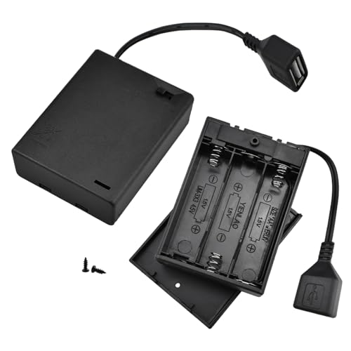 SDTC Tech 3 AA Battery Holder, USB Female Socket 3 AA Battery Case Box - size: 3AA