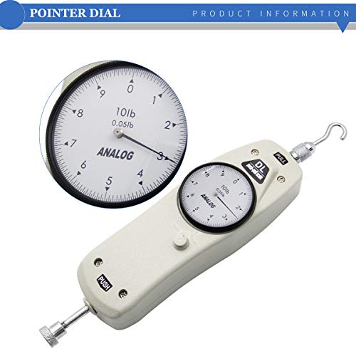BAOSHISHAN 10lb Push Pull Force Gauge Force Tester Meter with Calibration Certificate and Carrying Case, for Tension and Compression Load Plug Force Destructive Tests DL-10LB - size: 10lb