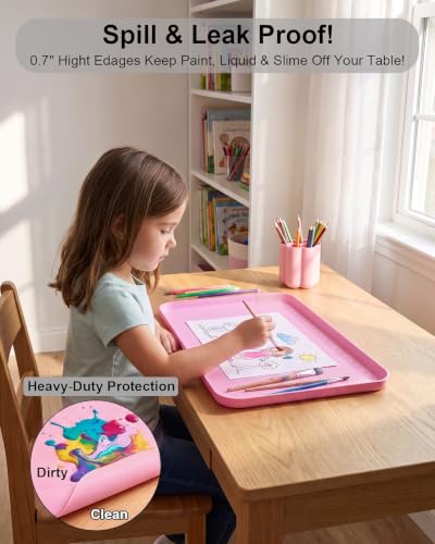 Silicone Mats for Crafts with 0.7" High Edges & Non-Slip，19" x 12" - color: Pink, size: 19"x12"
