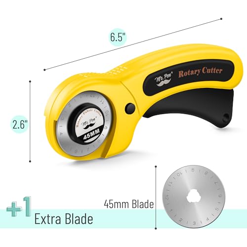 Mr. Pen- Rotary Cutter for Fabric with 1 Extra Blade, 45mm - color: Yellow