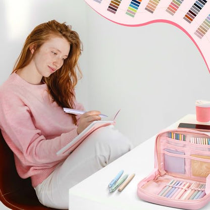 Trandraft 135 Pcs Book Annotation Kit Aesthetic Pencil Case Bag 12 Highlighter 11 Gel Pen 1 Marker 300 Sheet Transparent Sticky Notes Pad 2640 Index Stickers Bible Study Supplies (Kawaii,Pink) - color: Pink, style: Kawaii