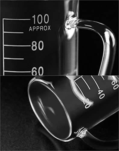 QWORK Beaker with Handle, 100ml Measuring Cup, Borosilicate Glass,Beaker Mug with Pouring Spout, 2 Pack - size: 100 ml (Pack of 2)