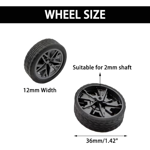 10PCS Toy Wheel Model Car Wheel with 5PCS Round Rod Shaft Axles for DIY Model Toy RC Car Truck Robot Building Project (2x36mm) - style: 2x36mm