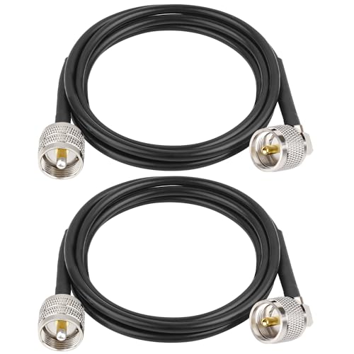 MOOKEERF CB Coax Cable - 2PCS 5FT RG58 UHF PL-259 Male to Male Right Angle Coaxial Cable Low Loss Cb Antenna Cable Jumper Cable for CB Radio, HAM Radio, Antenna Analyzer, SWR Meter - size: 5FT