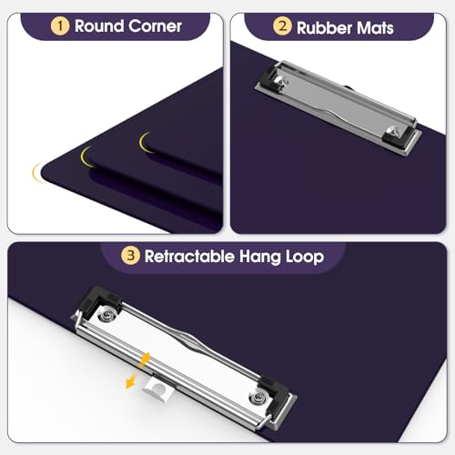 Plastic Clipboards, Purple 8.5x11 Clip Board - color: Purple
