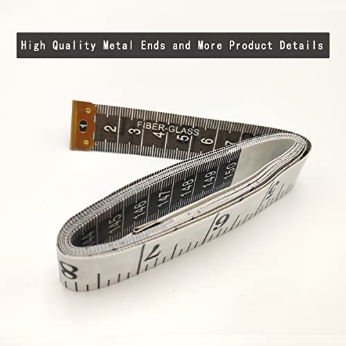 3 Pack Soft Measuring Tape for Body ,Double Scale Fabric Craft Tape Measure Sewing Tailor Cloth Flexible Ruler for Weight Loss 60 inch/150cm,White - size: 3
