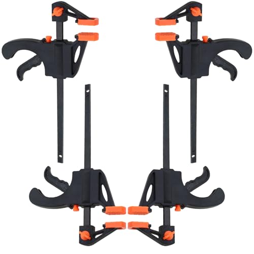 TAODAN 4PCS 4 Inch Trigger Quick Grip Clamps Bar Clamp Trigger Quick Grip Clamp Single Hand Ratchet Woodworking Clamp for Wood Bonding Processes