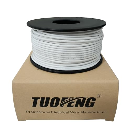 TUOFENG 22 AWG Solid Core Wire, White 100 ft, Breadboard Hookup Wire - size: 22 AWG Solid Wire - White - 100ft