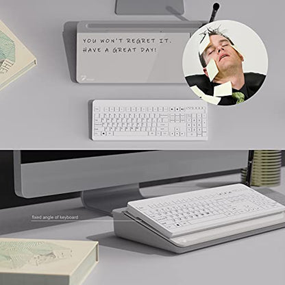 TOWON Glass Desk Whiteboard with Calculator 18x6 in, Desk Organizer, Gray - color: Cal Gray