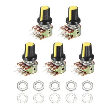 MECCANIXITY 5 Set WH148 B100K Ohm Potentiometer Kit 20mm Shaft Yellow