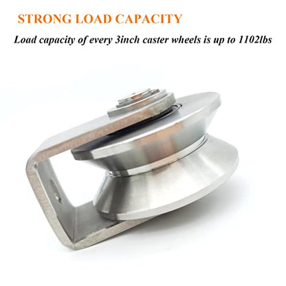 Stainless Steel V Groove Wheel Heavy Duty Caster Rigid Track Wheel Pulley Sliding Gate Rollers with Bracket for Sliding Gate, Rolling Gate, Inverted Track, Industrial Machines - size: 2pc 2inV