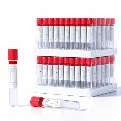 200 Pcs 5ml Plain Plastic Sample Tubes with Red Cap for Lab Use - color: red-5ml-200