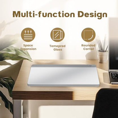 Desktop Whiteboard, Dry Erase Board Computer Keyboard Stand with Marker, Desk Organizers with Accessories for School, Home and Office Supplies (Grey-White)