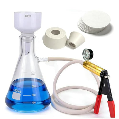 1000 mL Buchner Funnel Filtering Kit with Handheld Vacuum Pump - size: 1000mL