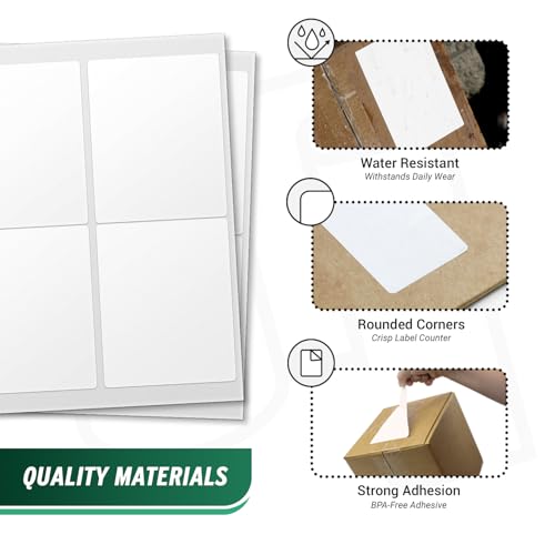 Blank Rectangle Labels, White, 4" x 5" - size: 4" x 5"