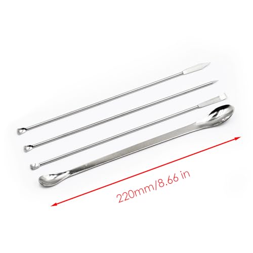 1 Set Stainless Steel Micro Sampling Spoons and Spatulas Lab Reagent Spoon Spatula Set Pack of 4 Laboratory Supplies