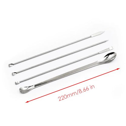 1 Set Stainless Steel Micro Sampling Spoons and Spatulas Lab Reagent Spoon Spatula Set Pack of 4 Laboratory Supplies