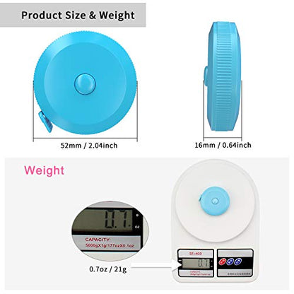 DiCUNO 3-Pack Soft Retractable Measuring Tape, 60-Inch 1.5 Meter, Sky-Blue - color: Sky Blue*3pcs
