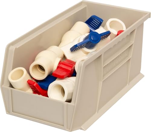Akro-Mils 30230 AkroBins Plastic Hanging Stackable Storage Organizer Bin, 11-Inch x 5-Inch x 5-Inch, Stone, 12-Pack - color: Stone