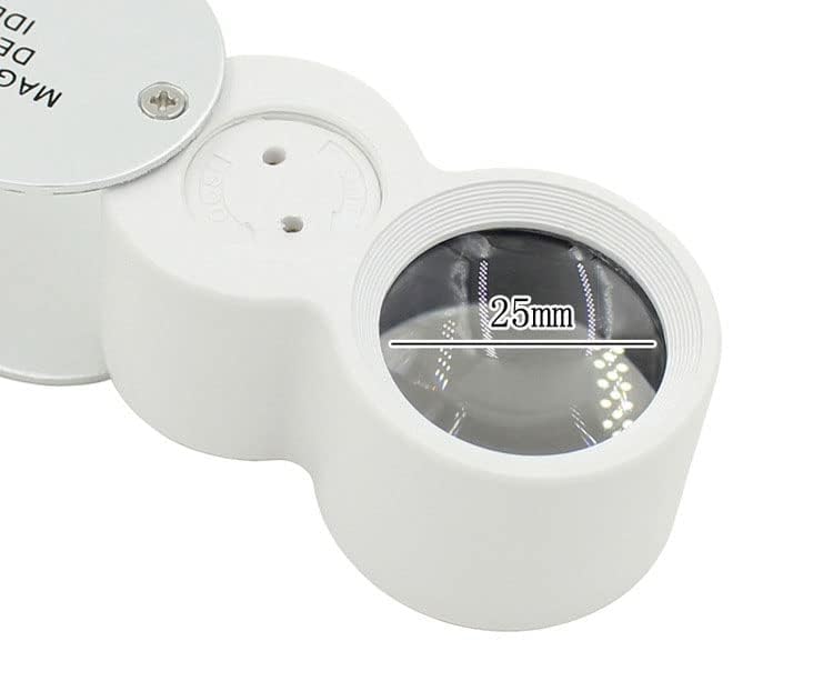 Magnifying Glass Portable Handheld Magnifying Glass with LED Light Jewelry Magnifying Glass Folding Model for The Elderly to Read Jewelry Gems Watches Stamps Antiques Magnifier 40X25mm
